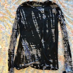 Enza Costa Graphic Black, Blue and Ivory Long Sleeve Tee